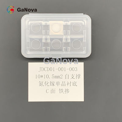 10*10.5mm2 C-Face Fe-Doped SI형 자유자재 GaN 단일 크리스탈 기판 매크로 결함 밀도 0cm−2 TTV ≤ 10μm 저항성 106 Ω·Cm RF 장치 웨이퍼
